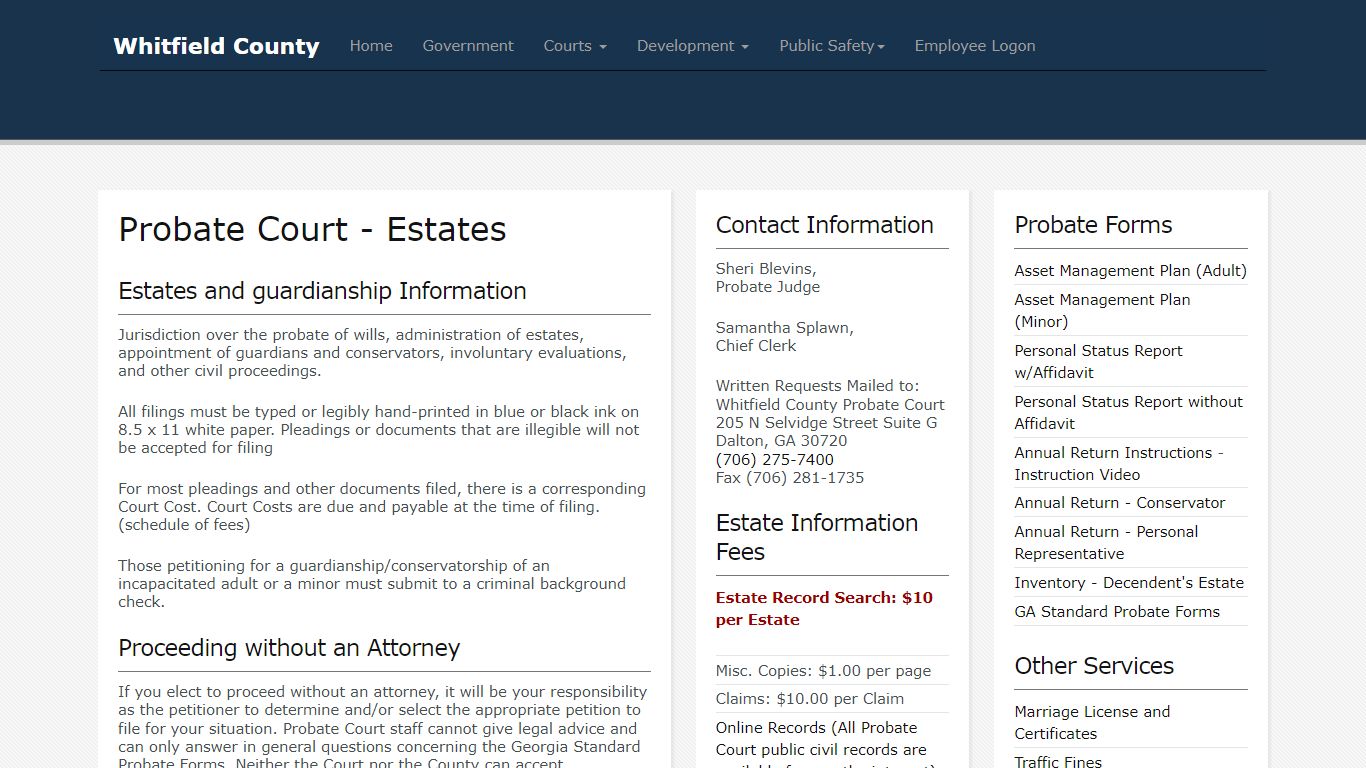 Probate Court - Estates - Whitfield County, Georgia